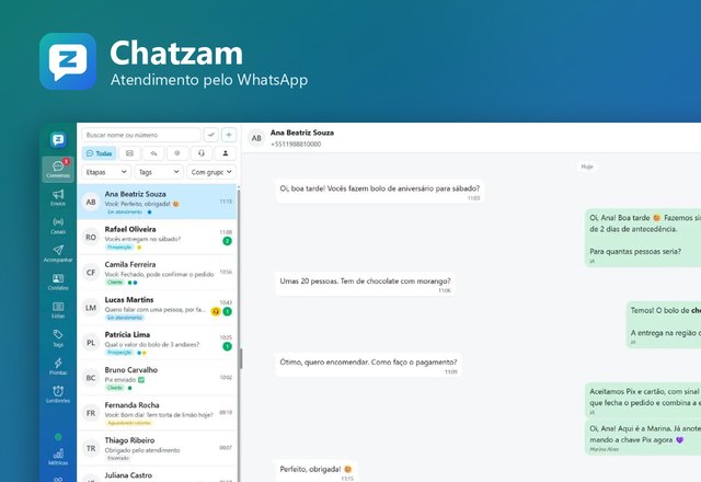 Chatzam — atendimento pelo WhatsApp com equipe e IA